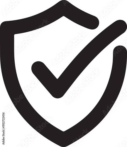 security, shield, protection, checkmark, icon, safety, approval, guarantee, trust, assured, verified, black, white, graphic,  -A black shield icon with a white checkmark indicating safety or security 