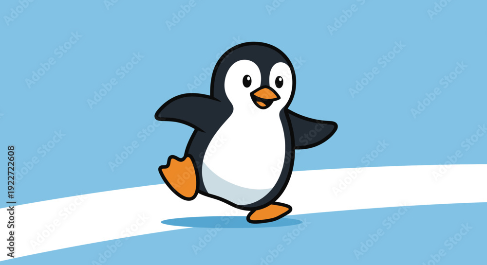 Obraz premium Cartoon Penguin on Ice.