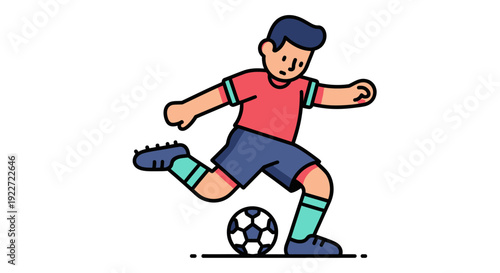 Boy Playing Soccer with Ball.