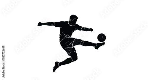 Soccer Player Kicking Ball Silhouette.