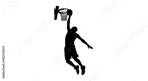 Man Dunking Basketball Silhouette.