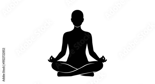 Woman Meditating in Lotus Position Silhouette.
