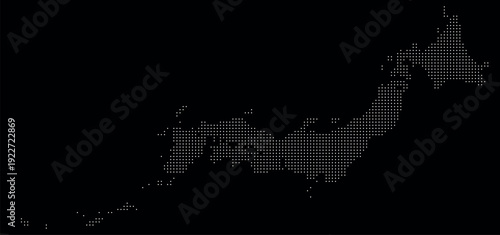 Vector Japan country map with geometry dotted pattern shape