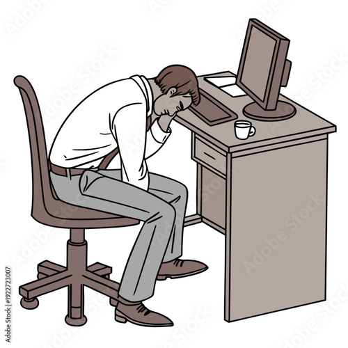 Man sitting at desk looking stressed and tired