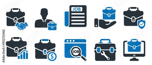 set of business icons as work job job newspaper