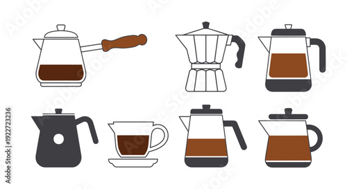 Coffee Pot Line art abstract bold color illustration