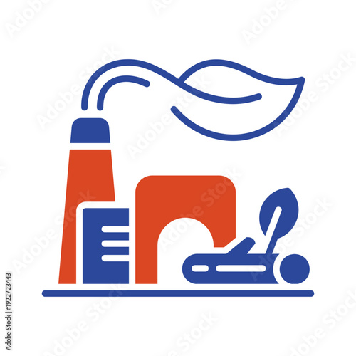 Biomass energy plant outline vector icon