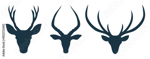  deer head with big horn illustration vector
