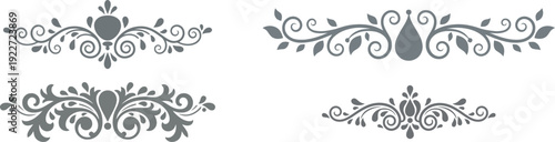 Elegant vintage decorative border with symmetrical floral and teardrop motifs