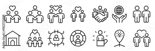 diversity village relationships support icon set editable
