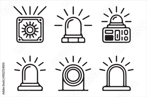 Line art icons depicting various security and alarm system components