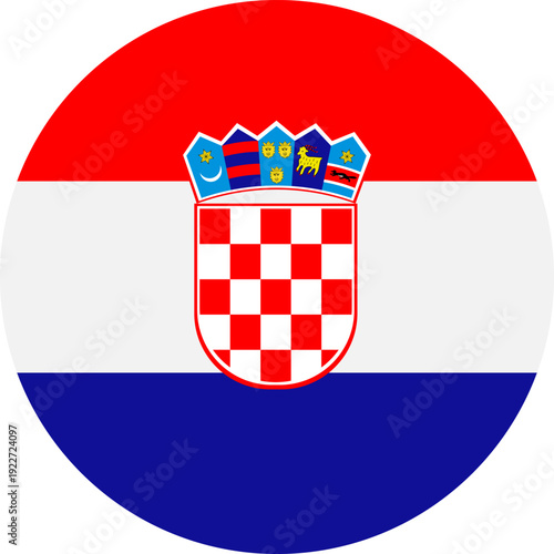 Tableau sur toile Round button of Croatian flag. Vector round flag