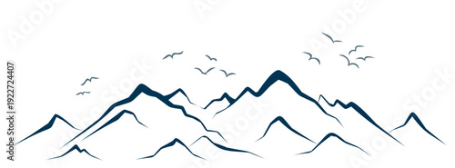  mountains with birds