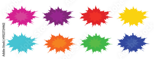 multicolor powder explosion flat illustration set on white