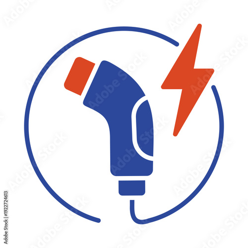 Electric vehicle charging nozzle outline vector icon