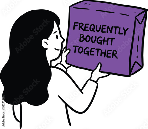 Frequently Bought Together Package Concept Illustration with Woman