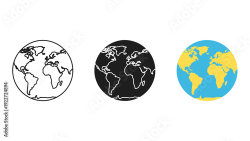 Three different illustrations of the earth Vector