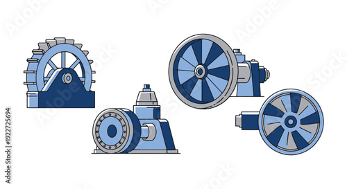 Hydraulic Turbine minimal abstract color illustration