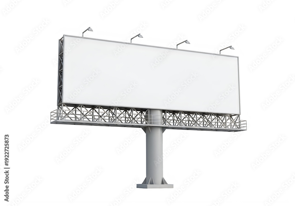 Obraz premium Empty billboard standing on a street corner with decorative metalwork at the base