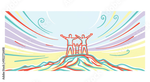 Universal Family Silhouette: Modern Vector Symbolizing Connection, Support & Future Generations for Diverse Corporate Design