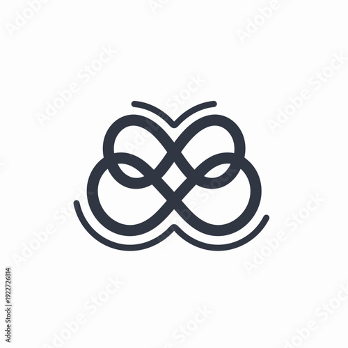 Abstract elegant modern geometric design, symbol of connection and infinity, intertwined loops icon concept for branding