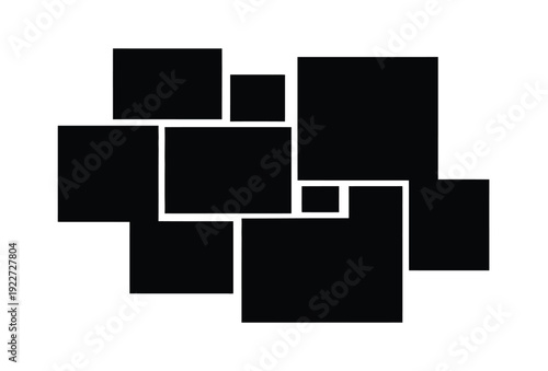 Photo Collage Template, empty vector illustration of 10-part poster frame mockup, isolated on white background, suitable for displaying ten photos, posters, websites, apps, and digital design projects