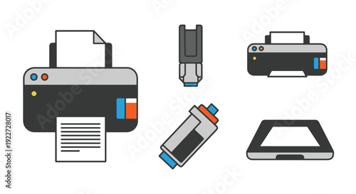Inkjet Printer Line abstract bold color illustration
