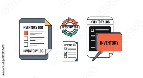 Inventory Log Line soft tone vector illustration