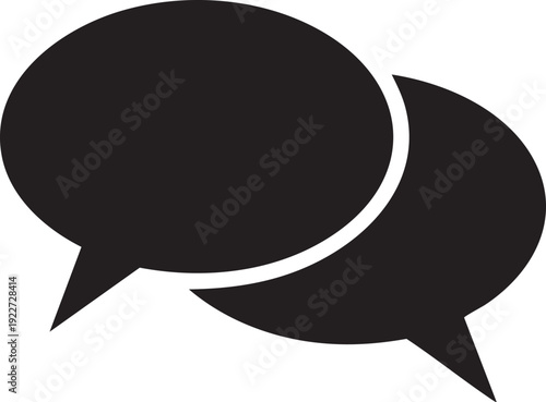Black speech bubble icon set. Includes 2 chat bubbles. Created in solid style with black and white palette.