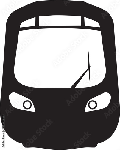 Black train front vector icon
