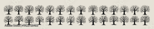 collection of nature dead tree silhouette design