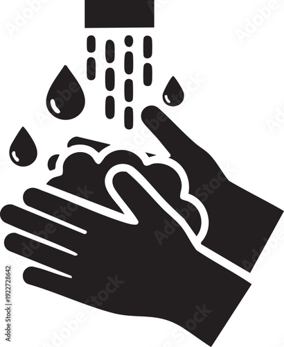 Hand washing icon with water droplets