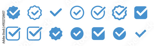 Checkmark icon. Verified checkmark icon set. Vector illustration