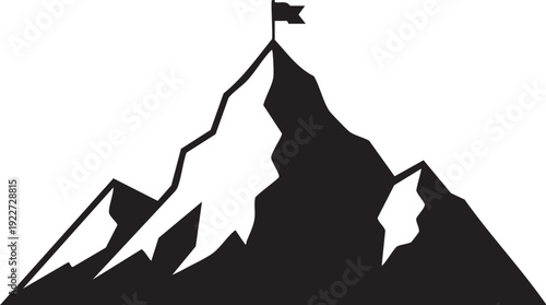 Black mountain icon with flag