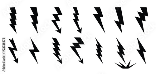 lightning bolts vector logo set concept of energy