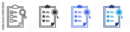 assessment icon set multiple style collection	
