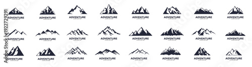 Mountain logo, Mountain expedition and rock climbing vector icons.
