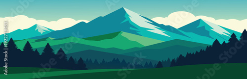 mountains surrounded by green trees and grass showcasing