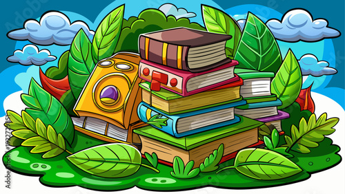 A vibrant and lush fantasy landscape with a castle on a hill