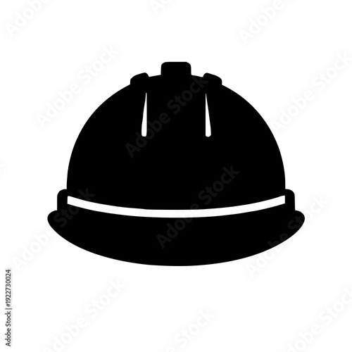 Black silhouette of a hard hat with reflective bands and suspension straps