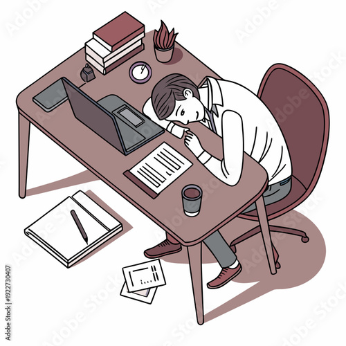A man sitting at a desk looking stressed