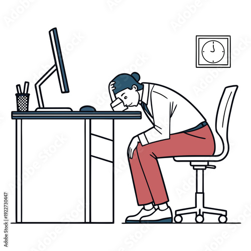 A man sitting at a desk looking tired