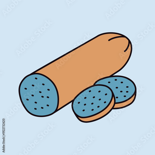 Sliced Pepperoni Sausage Minimalistic Flat Icon