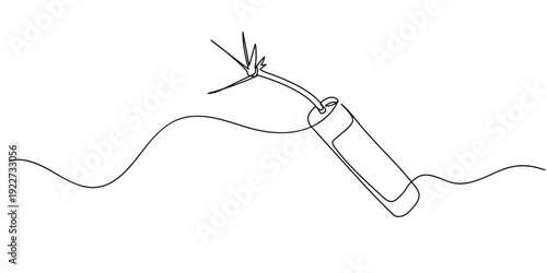 One line drawing. Continuous single line. Firecracker. Editable stroke.