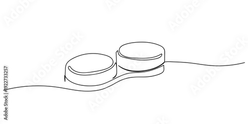 One line drawing. Continuous single line. Contact lens case. Editable stroke.