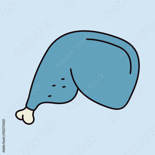 Roasted Chicken Leg Minimal Flat Illustration