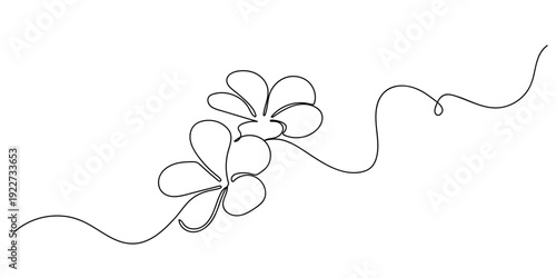 Continuous single line of flowers, Plumeria flowers Editable stroke.