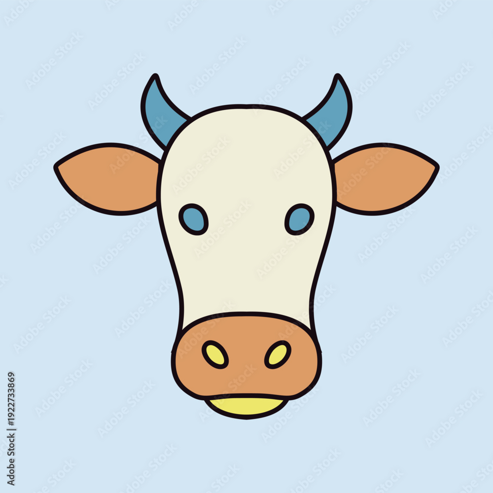 Fototapeta premium Cute Cow Head Minimal Flat Line Icon