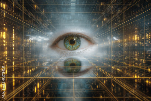Luminous eye reveals a world of digital wonder and mystery