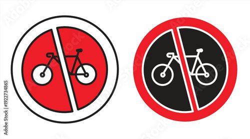 No Cycling Icon. Safety warning symbol, Suitable for websites, logos, apps, templates, and UI designs. Vector illustration.

